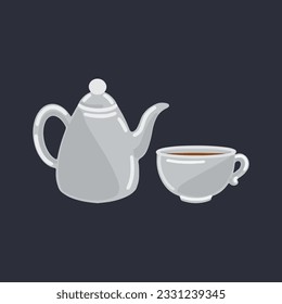 Vector teapot and cup. Tea ceremony