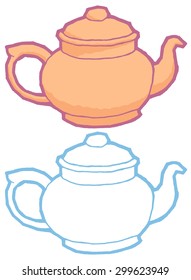 Vector teapot - hand drawing illustration