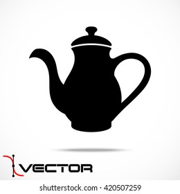 Vector Teapot Icon on White Background