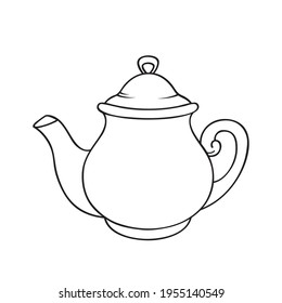 Vector teapot. Line drawing illustration. Hand-drawn sketch. Coloring page.