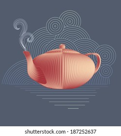 Vector teapot in oriental style