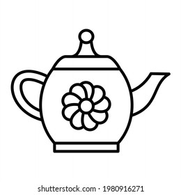 Diseño del icono de contorno del vector Teapot
