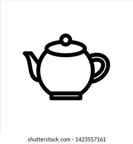 Vector teapot outline web icon. black symbol with flat line style icon for web site design, logo, app, UI isolated on white background