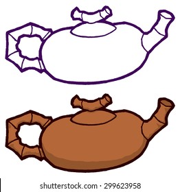 Vector teapot - Retro hand drawing illustration.