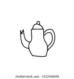 Vector teapot. Scandinavian style.Doodle teapot sketch line illustration.Design for web, social networks, packages, postcard, prints, wrapping paper, coloring.