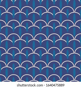 vector teardrop shaped indigo dabu seamless pattern.