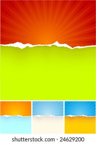 Vector teared paper with sun rays texture