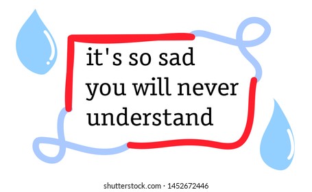 Vector of tears with sad words