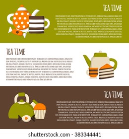 Vector teatime cartoon background. Tea ceremony concept