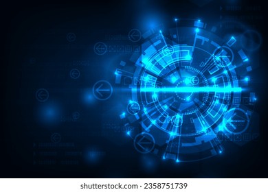 Vector tech circle with symbol arrows abstract futuristic technology modern with blue light background.