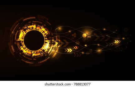 Vector tech circle with various technological design.