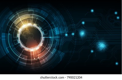 Vector tech circle with various technological design.