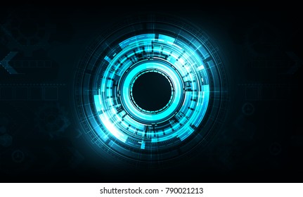 Vector tech circle with various technological.