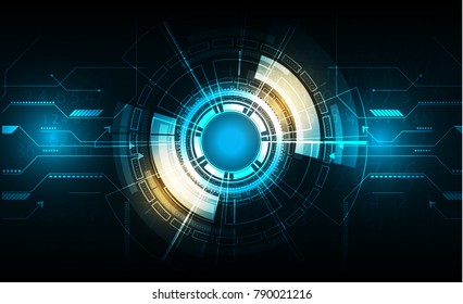 Vector tech circle with various technological.