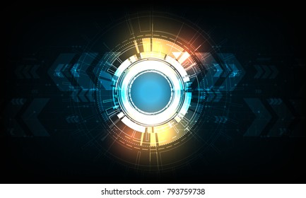Vector tech circle with various technological.