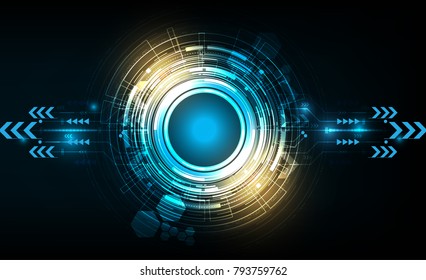 Vector tech circle with various technological.