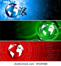 Vector tech colorful banners; clip-art