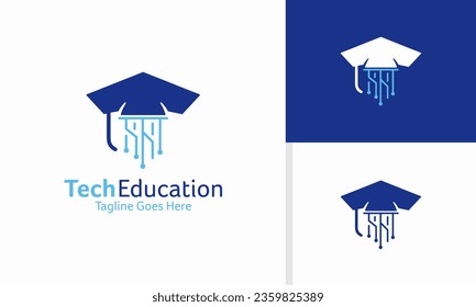 Vector tech education logo design concept, academy logo template