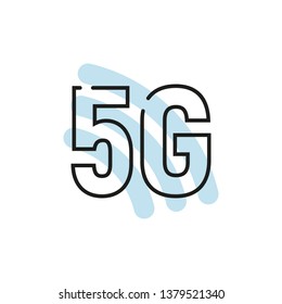 Vector tech icon wifi 5G sign. Internet 5G sign in flat minimalism style.
