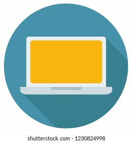 Vector tech laptop icon. Computer illustration in flat style.