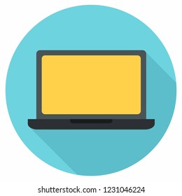 Vector tech laptop icon. Notebook in black color.  Computer illustration in flat style.