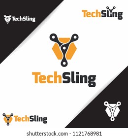 Vector Tech Parts Robotics Gear Joint Epsilon Chain Mechanics Hexagon Sling Logo Icon Brand Symbol Shape Sign Professional Business Company