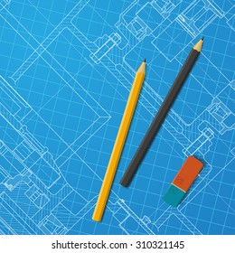 Vector technical blueprint of heavy machinery. Engineer illustration