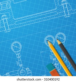 Vector technical blueprint of heavy machinery. Engineer illustration