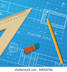 Vector technical blueprint of  mechanism. Engineer illustration