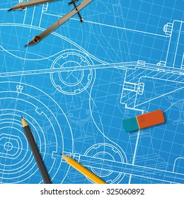 Vector technical blueprint of  mechanism. Engineer illustration