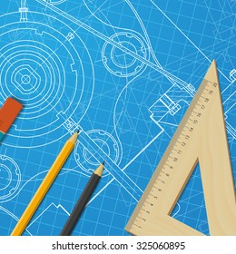 Vector technical blueprint of  mechanism. Engineer illustration