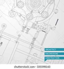 Vector technical blueprint of  mechanism. Engineer illustration. Set of corporate identity templates. Vector illustration. Eps10