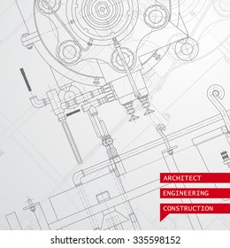 Vector technical blueprint of  mechanism. Engineer illustration. Set of corporate identity templates. Vector illustration. Eps10