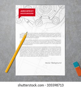 Vector technical blueprint of  mechanism. Engineer illustration. Set of corporate identity templates. Vector illustration. Eps10