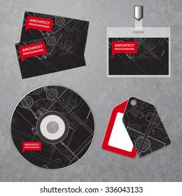 Vector technical blueprint of  mechanism. Engineer illustration. Set of corporate identity templates. Vector illustration. Eps10