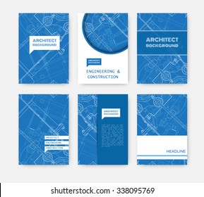 Vector technical blueprint of  mechanism. Engineer illustration. Set of corporate identity templates. Vector illustration. Eps10