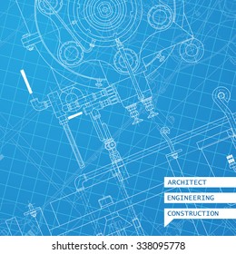 Vector technical blueprint of  mechanism. Engineer illustration. Set of corporate identity templates. Vector illustration. Eps10