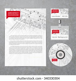 Vector technical blueprint of  mechanism. Engineer illustration. Set of corporate identity templates. Vector illustration. Eps10