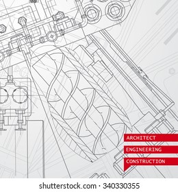 Vector technical blueprint of  mechanism. Engineer illustration. Set of corporate identity templates. Vector illustration. Eps10
