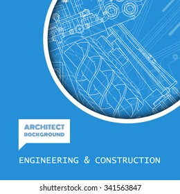 Vector technical blueprint of  mechanism. Engineer illustration. Set of corporate identity templates. Vector illustration. Eps10