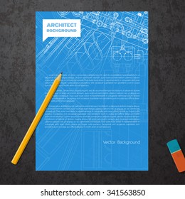 Vector technical blueprint of  mechanism. Engineer illustration. Set of corporate identity templates. Vector illustration. Eps10