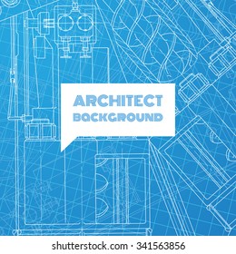 Vector technical blueprint of  mechanism. Engineer illustration. Set of corporate identity templates. Vector illustration. Eps10