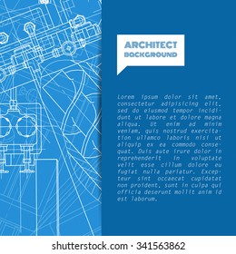 Vector technical blueprint of  mechanism. Engineer illustration. Set of corporate identity templates. Vector illustration. Eps10