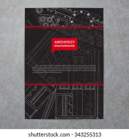 Vector technical blueprint of  mechanism. Engineer illustration. Set of corporate identity templates. Vector illustration. Eps10