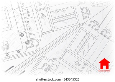 Vector technical blueprint of mechanism. Engineer illustration.  Architect background