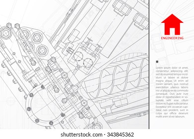 Vector technical blueprint of mechanism. Engineer illustration.  Architect background