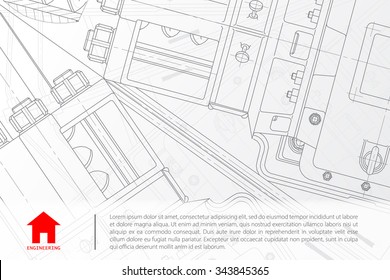 Vector technical blueprint of mechanism. Engineer illustration.  Architect background