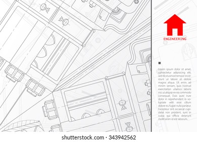 Vector technical blueprint of mechanism. Engineer illustration.  Architect background