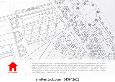 Vector technical blueprint of mechanism. Engineer illustration.  Architect background