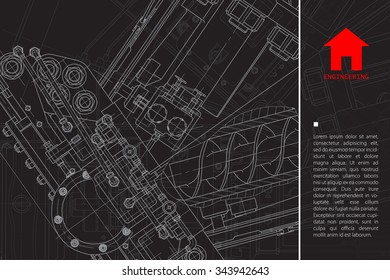 Vector technical blueprint of mechanism. Engineer illustration.  Architect background